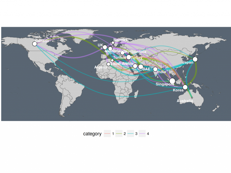 Three ways of visualizing a graph on a map | R-bloggers